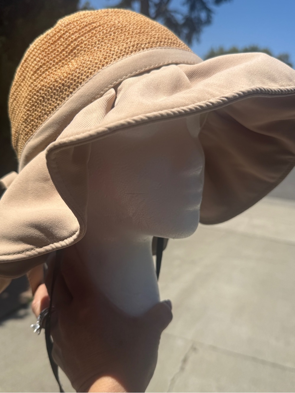 Beige & Tan Wide-Brim Sun Hat Outdoors Vacation